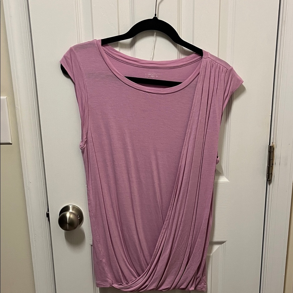 LOFT Soft Pink Draped Blouse